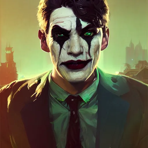 Image similar to highly detailed portrait spider joker gta v, stephen bliss, unreal engine, fantasy art by greg rutkowski, loish, rhads, ferdinand knab, makoto shinkai and lois van baarle, ilya kuvshinov, rossdraws, tom bagshaw, global illumination, radiant light, detailed and intricate environment