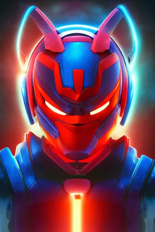 Image similar to robot ninja mask helmet megaman x zero rockman 2 0 2 2 switch game boss legacy collection fanart artsation hyper realistic, octane render clouds, neon colors, bright lights, avatar movie style blue color, 3 2 k image, avatar movie with what if marvel style animation, xel - shaded animation style