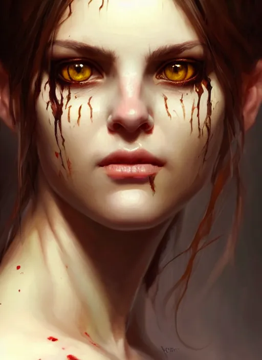 Image similar to a _ fantasy _ style _ portrait _ painting _ of white female with scar under left eye, holy oil _ painting _ unreal _ 5 _ daz. _ rpg _ portrait _ extremely _ detailed _ artgerm _ greg _ rutkowski _ greg
