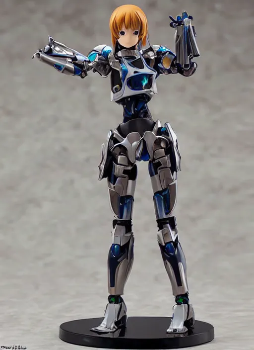 Image similar to Girl in mecha cyber Armor, portrait of the action figure of a girl, with bare legs，in the style of Kotobukiya ，anime figure