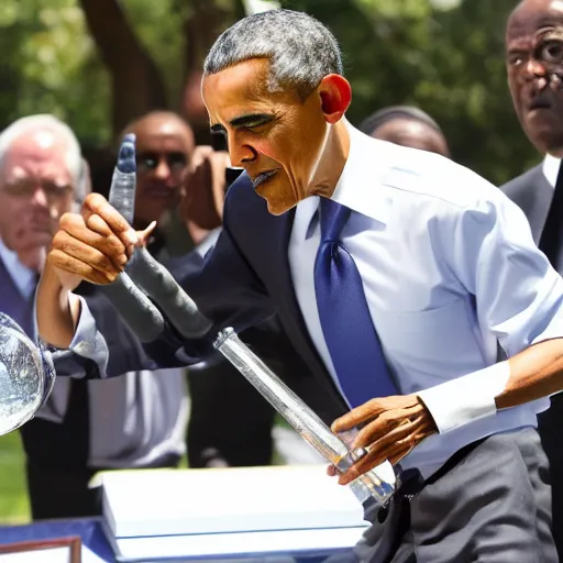 Prompt: Obama demonstrates how to properly hit a bong, highly detailed photo, 8k, award winning photograph