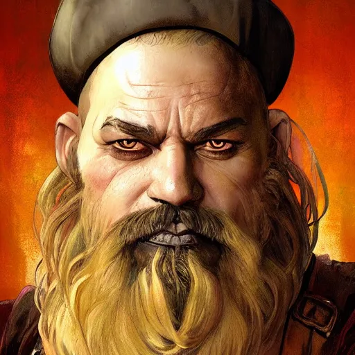 Image similar to painterly bearded pirate, painted fantasy character portrait, headshot, fantasy, highly detailed, digital painting, artstation, concept art, sharp focus, illustration, art by the golden age of American illustration archive, simon bisley and frank frazetta, artgerm and greg rutkowski and alphonse mucha