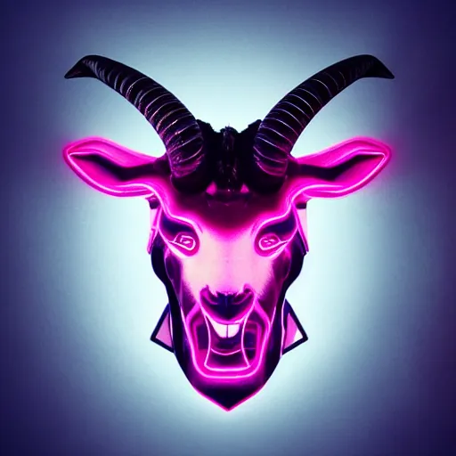 Prompt: synthwave demonic goat face with neon horns, detailed face, sharp focus, synthwave art, aesthetic, octane render, raw, cinematic, white background