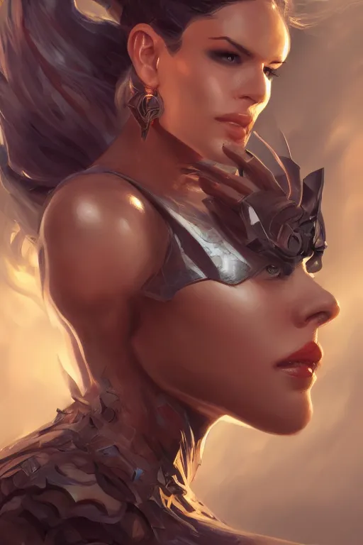 Image similar to three quarters portrait pose of a beautiful woman, strong body,super heroine costume,super powers, fantasy, intricate, elegant, highly detailed, digital painting, artstation, concept art,shining, sharp focus, illustration, art by Stanley Lau