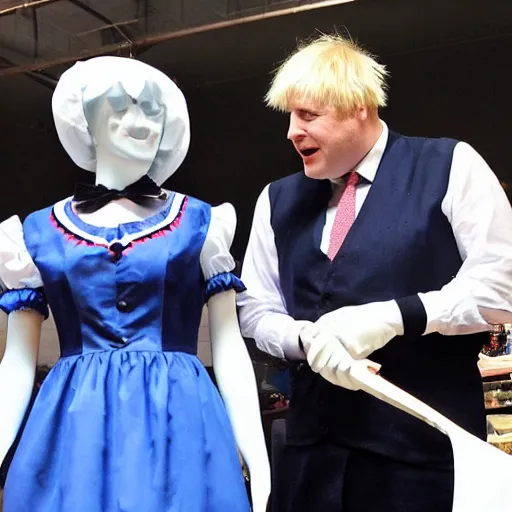 Image similar to a maid costume worn by boris johnson