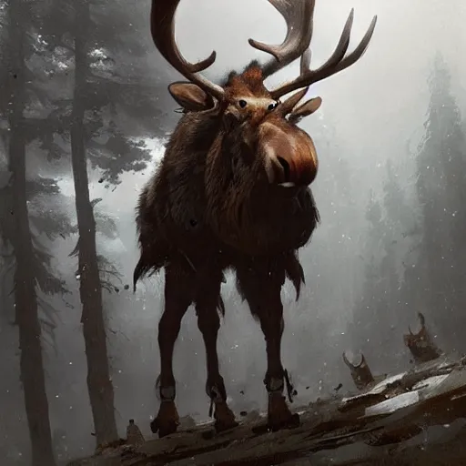 Image similar to anthropomorphic moose barbarian by greg rutkowski