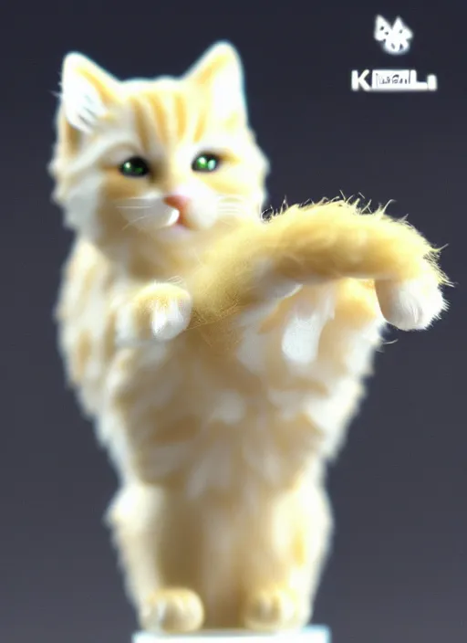 Image similar to 80mm resin detailed miniature of fluffy cute cat, Product Introduction Photos, 4K, Full body, simple background