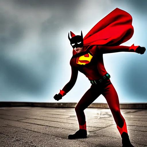 Image similar to photography of ratman, a superhero with the powers of a rat