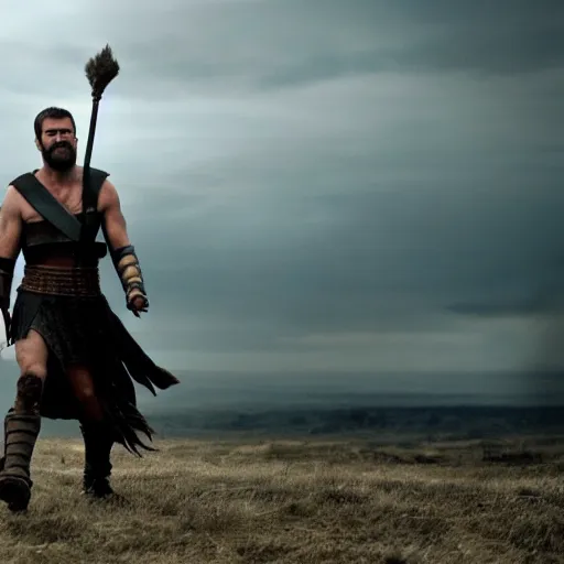 Prompt: cinematic action shot of joe biden as leonidas in 3 0 0 movie, 8 k, epic moody sky, dramatic lighting