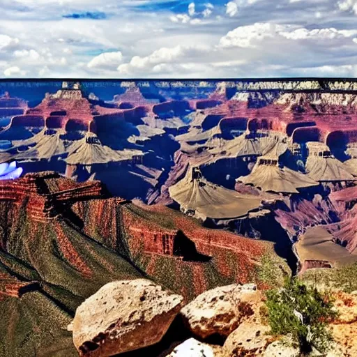 Image similar to Grand Canyon with a lot of soccer balls