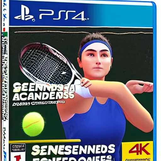 Prompt: video game box art of a ps 4 game called bianca andreescu's tennis challenge, 4 k, highly detailed cover art.