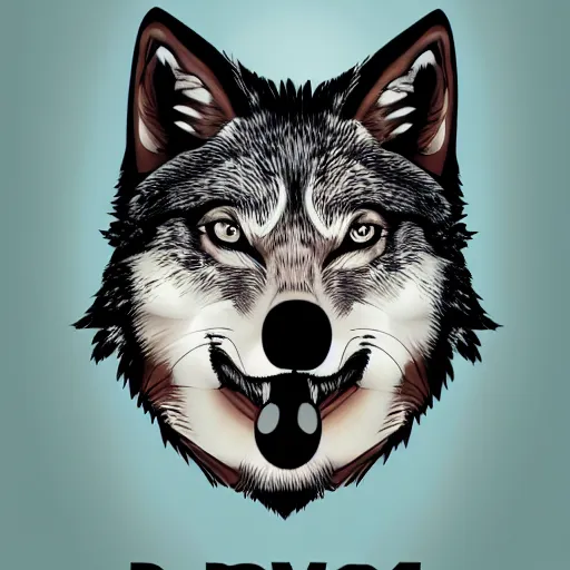 Image similar to portrait of retarded wolf, squint eyes, rabies, propaganda style, poster style