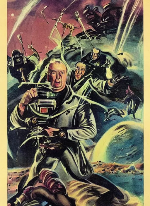 Image similar to 5 0 s pulp scifi fantasy illustration by edd cartier, howard v brown, frank r paul, astounding stories, amazing, fantasy, other worlds