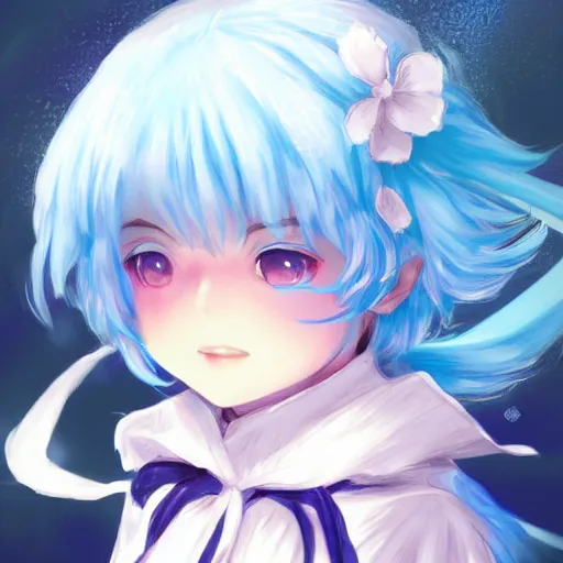 Image similar to full headshot portrait of Cirno from Touhou, drawn by WLOP, by Avetetsuya Studios, attractive character, colored sketch anime manga panel, Cirno from Touhou, trending on artstation