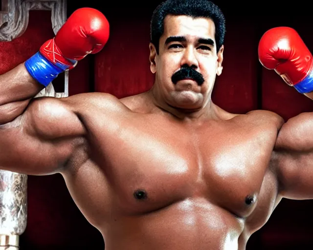 Prompt: Nicolás Maduro in Baki, Baki style, Baki, bodybuilder, muscular, anime