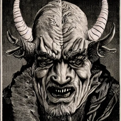 Prompt: devil horned portrait grandpa lucifer holding an apple engraved ink stamp aquatint etching intaglio antonio j. manzanedo michael kutsche waldemar von kozak 4k artstation wikiart wikipedia