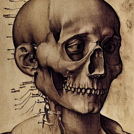 Prompt: Leonardo da Vinci anatomy study,unconventional