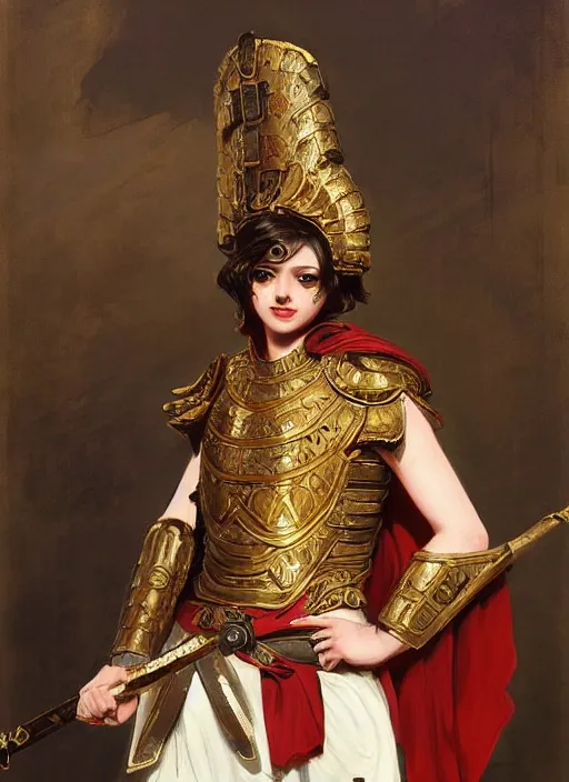 Image similar to portrait of an ancient roman character in incredible rich ornate armor, by ilya kuvshinov, by thomas lawrence, by bayard wu, trending on artstation, masterpiece