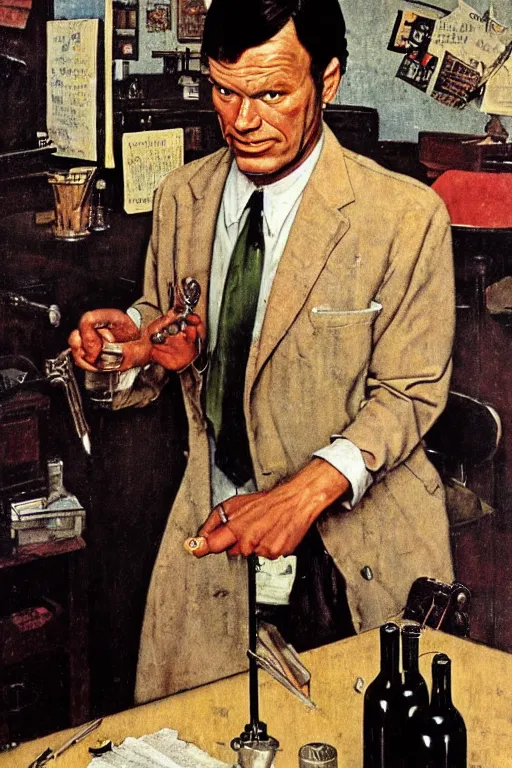 Image similar to Butch Coolidge from Pulp Fiction painted by Norman Rockwell