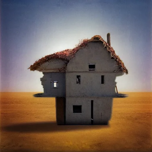 Image similar to a house in nowhere, surrealism