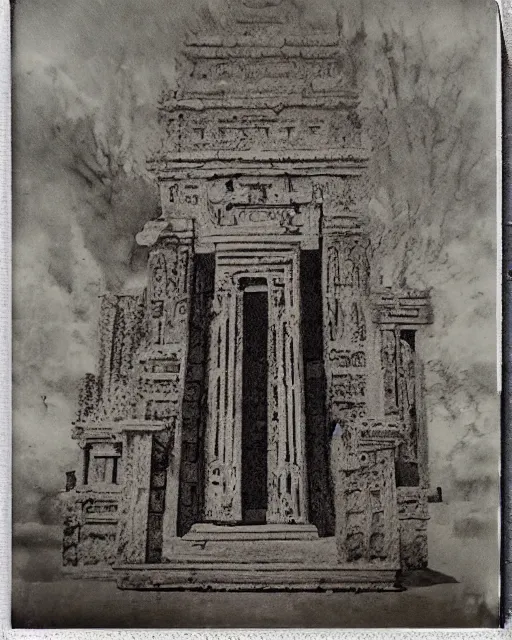 Image similar to Haunting horrifying detailed polaroid of an ancient temple that calls out to the viewer, beckoning them in to their deaths, hyper detailed, trending on Artstation