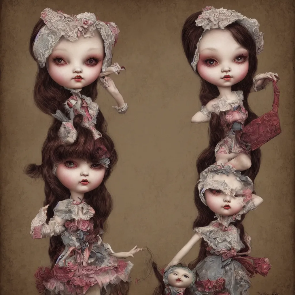 Prompt: cute pocelain doll, Mark Ryden style, highly detailed, digital painting, artstation, concept art, smooth, sharp focus, illustration,