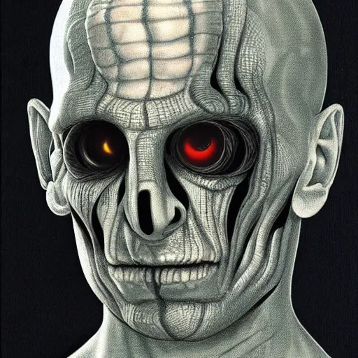 Prompt: Borg Voldemort by H.R. Giger