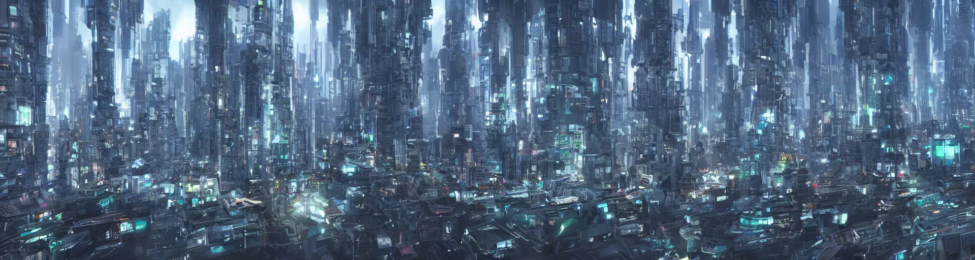 Prompt: a wide shot of a futuristic city, digital artwork, 8K octane render