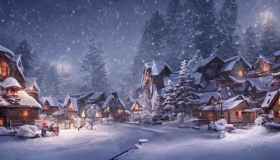 snowy village under tons of snow built in snowy | Stable Diffusion