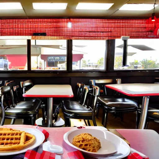 Image similar to first person perspective picture of arms on table, wafflehouse