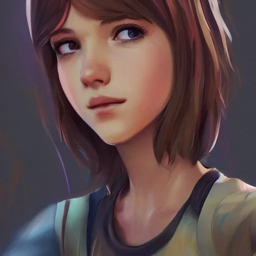 Image similar to a selfie of max caulfield, fantasy, intricate, young and cute, highly detailed, digital painting, artstation, concept art, smooth, sharp focus, illustration, unreal engine, life is strange, Edouard Caplain