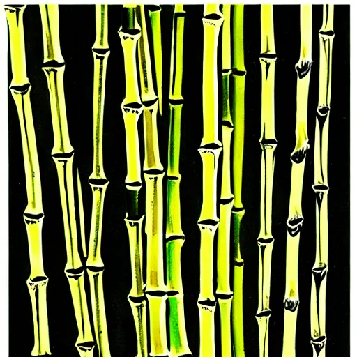 Prompt: bamboo, zen brush drawing