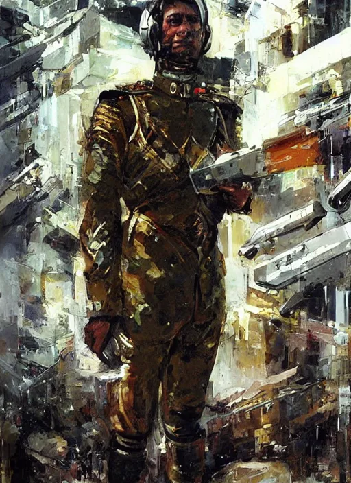 Prompt: sci fi portrait of a cyborg with features from general augusto pinochet wearing prussian military clothes by john berkey