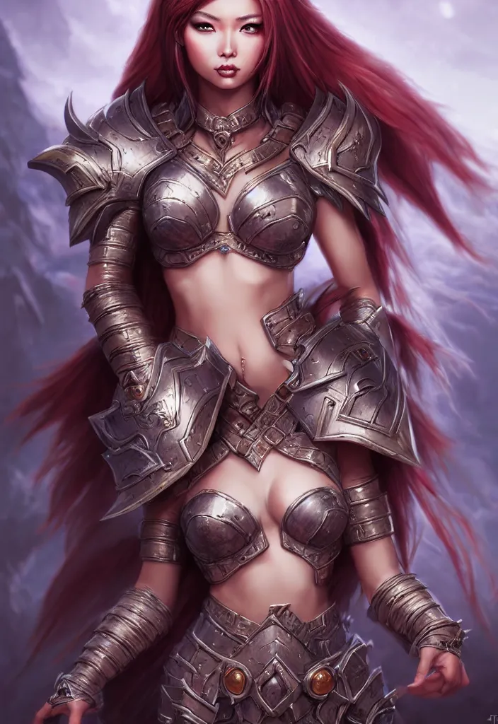 Prompt: sakimi chan, fantasy armor, detailed face, tony sart, hyper realistic