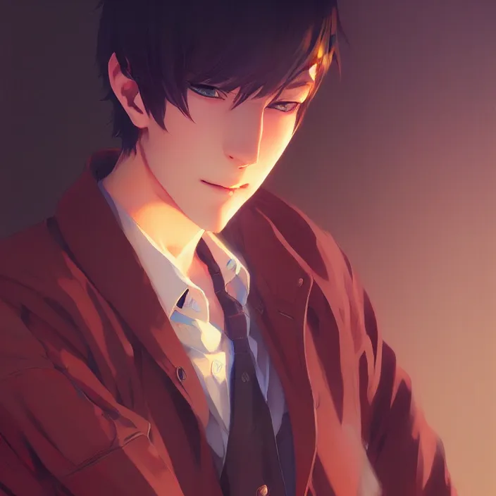 Prompt: a potrait of anime guy, fine details, night setting, realistic shaded lighting poster by ilya kuvshinov, katsuhiro, artgerm, jeremy lipkin, michael garmash, nixeu, unreal engine 5, radiant light, detailed and intricate environment