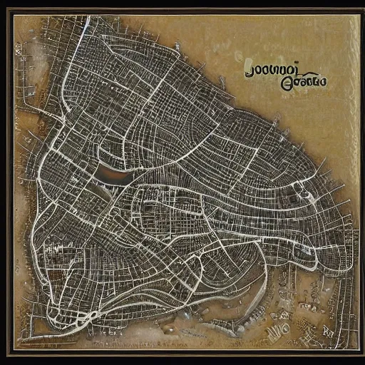 Image similar to very detailed and intricate grotosque jakarta map