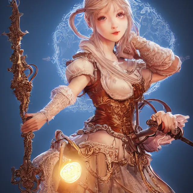 Prompt: studio portrait of neutral good colorful female cleric bard healer as absurdly beautiful, elegant, young skinny gravure idol, ultrafine hyperdetailed face illustration by kim jung gi, irakli nadar, intricate linework, sharp deep focus, bright colors, octopath traveler, final fantasy, unreal engine highly rendered, global illumination, radiant light, detailed and intricate environment