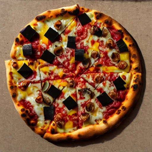 Image similar to brutalist pizza