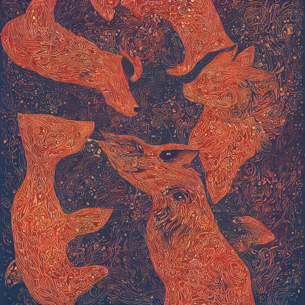 Image similar to one fox face by victo ngai