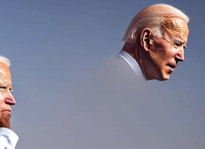 Image similar to confused Joe Biden scratching his neck standing in the middle of the ocean