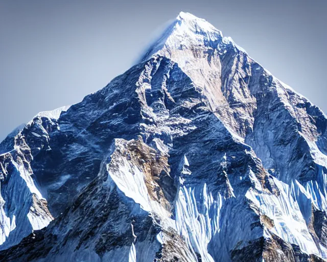 Image similar to 4 k hd, highly detailed photograph of mount everest, shot with sigma f / 4. 2, 2 5 0 mm sharp lens, sharp focus, consistent, highly detailed light refraction, high level texture render