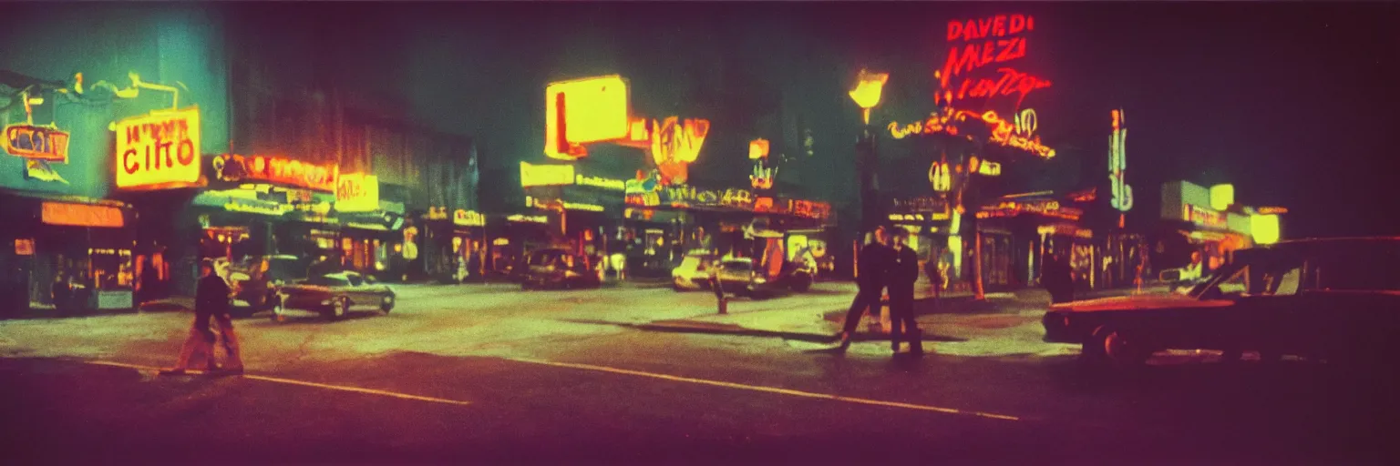 Image similar to 8 0 s polaroid photo, cinema still from david lynch movie, sleazy man watching night streets, colorful haze, americana, high production value, 8 k resolution, hyperrealistic, hdr, photorealistic, high definition, high details, tehnicolor, award - winning photography, masterpiece, amazing colors