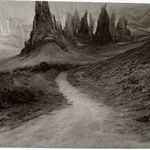 Image similar to old photo of a creepy landscape