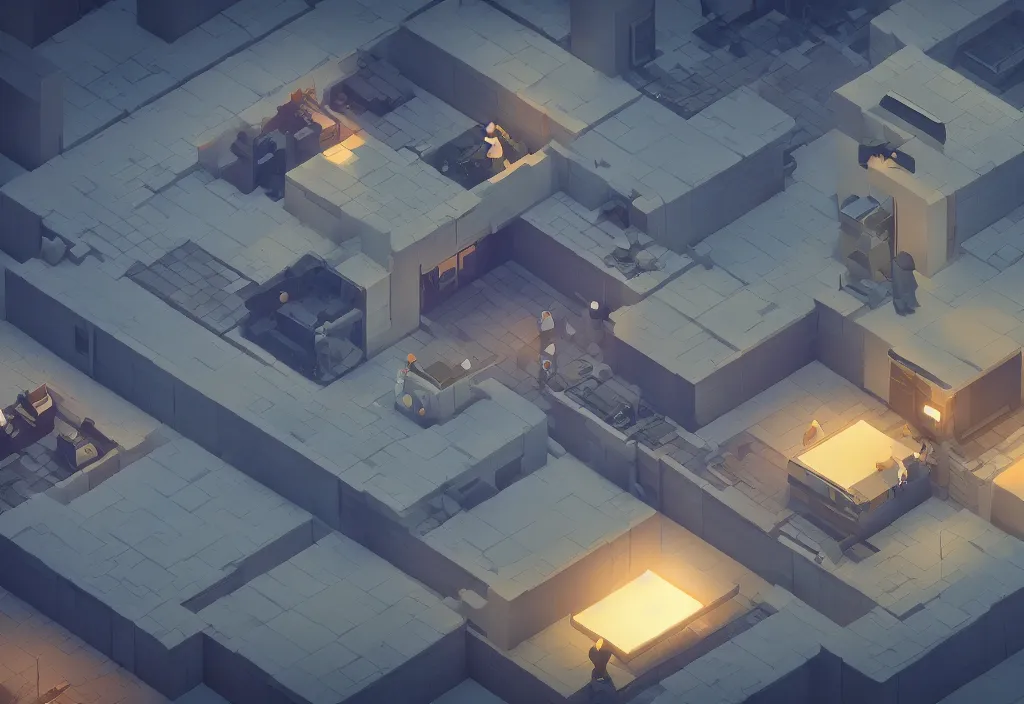 Image similar to isometric magicavoxel hitman cinematic lighting, 4k