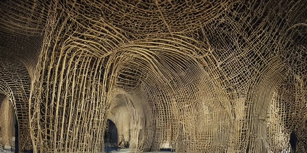 Image similar to knitting gold arch architecture by giger alien