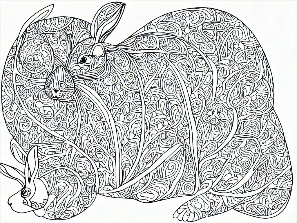 Image similar to beautiful rabbit, ornamental, fractal, line art, vector, outline, simplified, colouring page