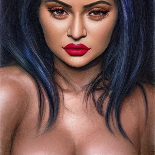 Image similar to kylie jenner as a cop, portrait face and bust in view, haunted house interior, pretty, aesthetic, mystery detailed photo, DeviantArt, Artstation, by donato giancola, ralph horley, loish, chromatic lighting