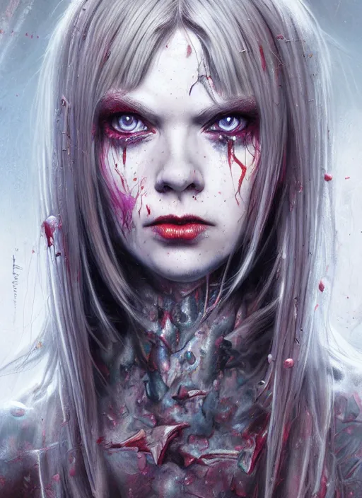 Prompt: riki lindhome painting, highly detailed, demonic eyes, cinematic, 8 k, by stanley artgerm, tom bagshaw, greg rutkowski, carne griffiths, ayami kojima, beksinski, trending on deviantart, hyper - detailed, horror, full of color,