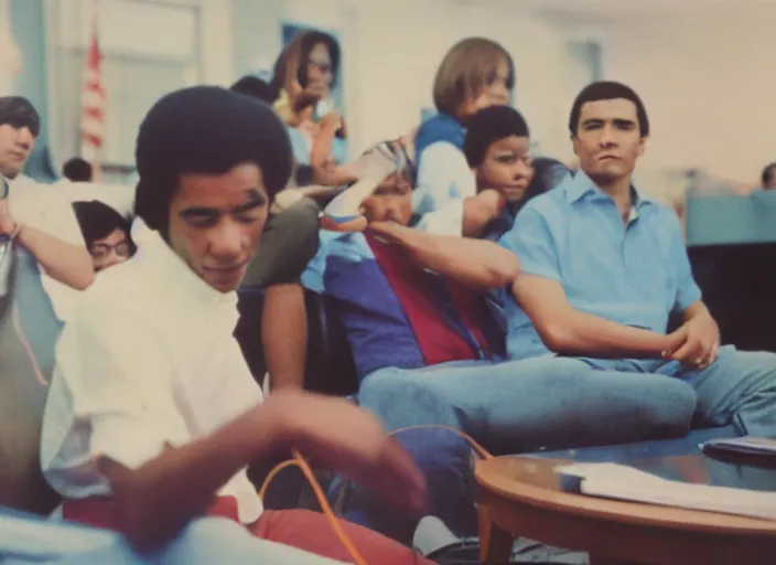 Prompt: color film photography 1970s, Barack Obama playing Smash Bros Melee, soft focus, nostalgic, 35mm, film photo,
