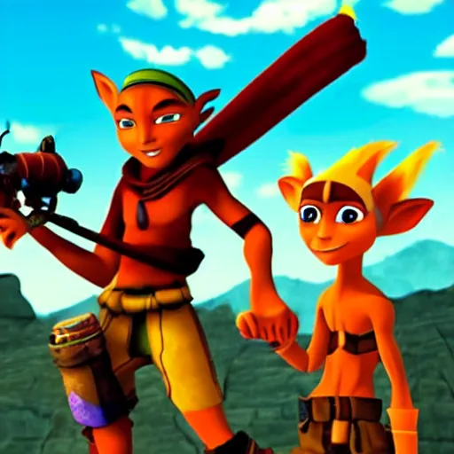 Prompt: Jak and Daxter in Vegas, animated movie